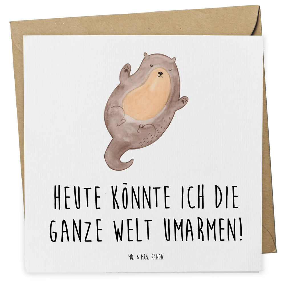 Deluxe Karte Otter Umarmen Karte, Einladungskarte, Hochzeitskarte, Grußkarte, Hochwertige Klappkarte, Hochwertige Grußkarte, Glückwunschkarte, Klappkarte, Geburtstagskarte, Otter, Fischotter, Seeotter, Otter Seeotter See Otter