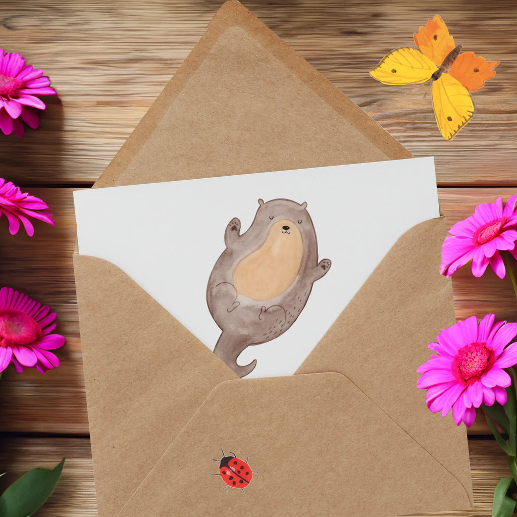 Deluxe Karte Otter Umarmen Karte, Einladungskarte, Hochzeitskarte, Grußkarte, Hochwertige Klappkarte, Hochwertige Grußkarte, Glückwunschkarte, Klappkarte, Geburtstagskarte, Otter, Fischotter, Seeotter, Otter Seeotter See Otter