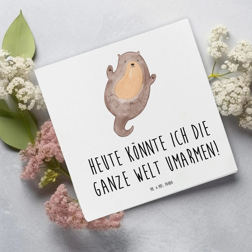 Deluxe Karte Otter Umarmen Karte, Einladungskarte, Hochzeitskarte, Grußkarte, Hochwertige Klappkarte, Hochwertige Grußkarte, Glückwunschkarte, Klappkarte, Geburtstagskarte, Otter, Fischotter, Seeotter, Otter Seeotter See Otter