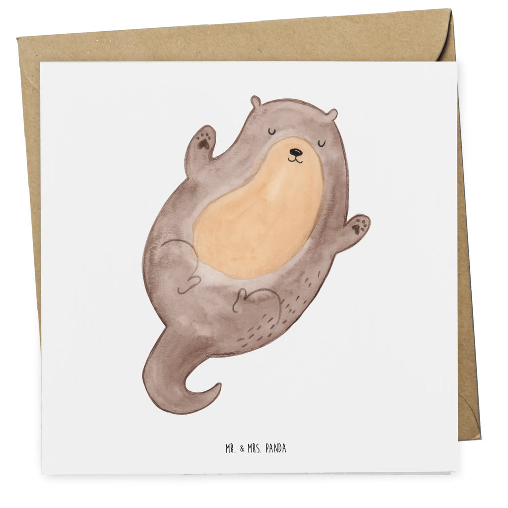 Deluxe Karte Otter Umarmen Karte, Einladungskarte, Hochzeitskarte, Grußkarte, Hochwertige Klappkarte, Hochwertige Grußkarte, Glückwunschkarte, Klappkarte, Geburtstagskarte, Otter, Fischotter, Seeotter, Otter Seeotter See Otter