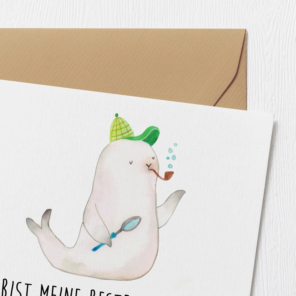 Deluxe Card seal sherlock Hochwertige Grußkarte, Glückwunschkarte, Hochwertige Klappkarte, Karte, Grußkarte, Geburtstagskarte, Einladungskarte, Klappkarte, Hochzeitskarte, Tiermotive, Gute Laune, lustige Sprüche, Tiere