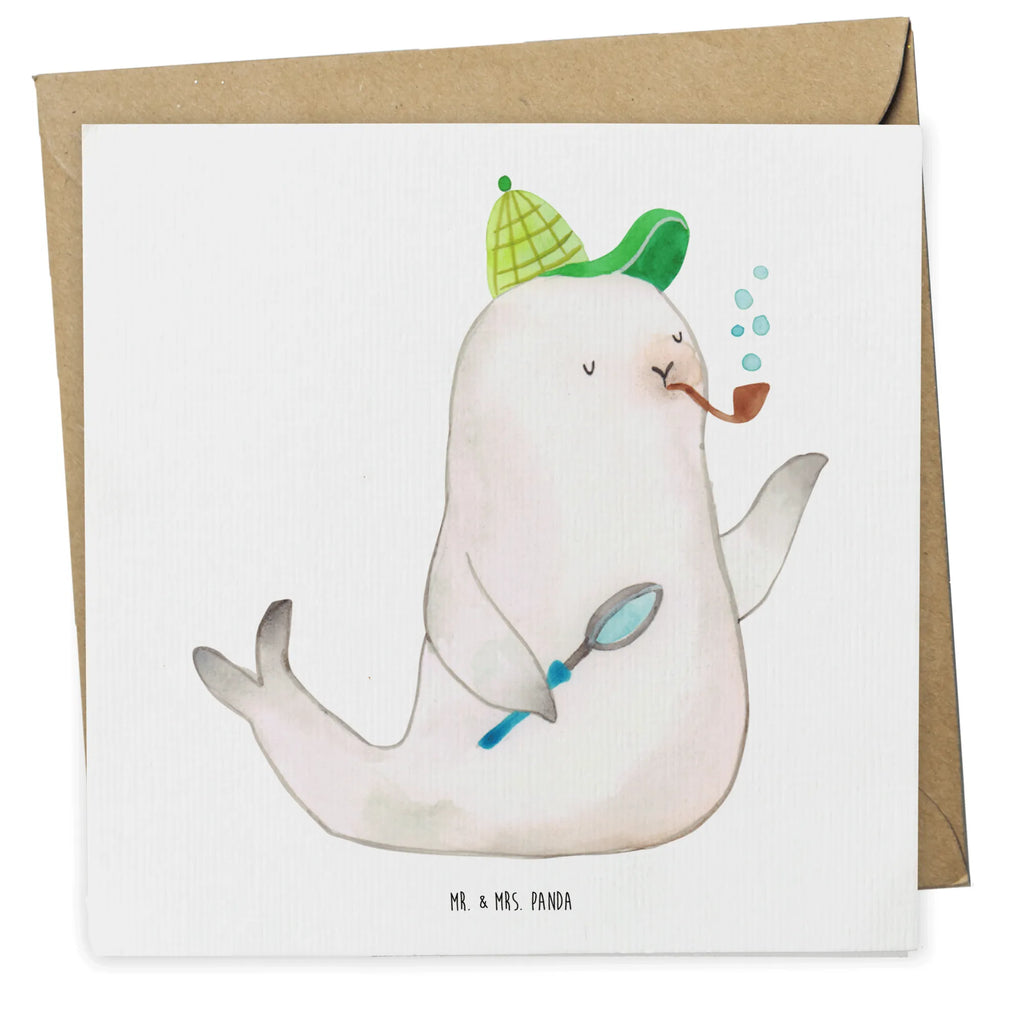 Deluxe Card seal sherlock Hochwertige Grußkarte, Glückwunschkarte, Hochwertige Klappkarte, Karte, Grußkarte, Geburtstagskarte, Einladungskarte, Klappkarte, Hochzeitskarte, Tiermotive, Gute Laune, lustige Sprüche, Tiere