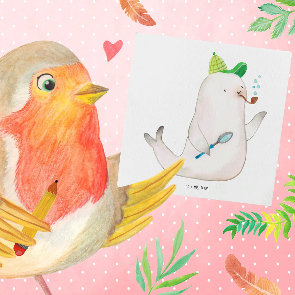 Deluxe Card seal sherlock Hochwertige Grußkarte, Glückwunschkarte, Hochwertige Klappkarte, Karte, Grußkarte, Geburtstagskarte, Einladungskarte, Klappkarte, Hochzeitskarte, Tiermotive, Gute Laune, lustige Sprüche, Tiere