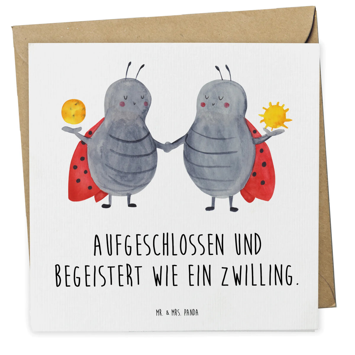 Deluxe Card Star sign twin Glückwunschkarte, faltkarte, Klappkarte, doppelkarte, anlasskarte, Grußkarte, Sternzeichen, Tierkreiszeichen, Horoskop, Astrologie, Aszendent, Geburtstag Mai, Zwillingsschwester, Glückskäfer, Zwilling Sternzeichen, Zwillinge, Geschenk Mai, Marienkäfer, Geschenk Juni, Zwillingsbruder, Zwilling Geschenk