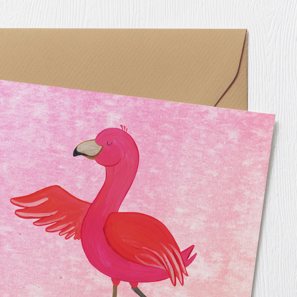 Deluxe Karte Flamingo Yoga Karte, Grußkarte, Klappkarte, Einladungskarte, Glückwunschkarte, Hochzeitskarte, Geburtstagskarte, Hochwertige Grußkarte, Hochwertige Klappkarte, Flamingo, Vogel, Yoga, Namaste, Achtsamkeit, Yoga-Übung, Entspannung, Ärger, Aufregen, Tiefenentspannung