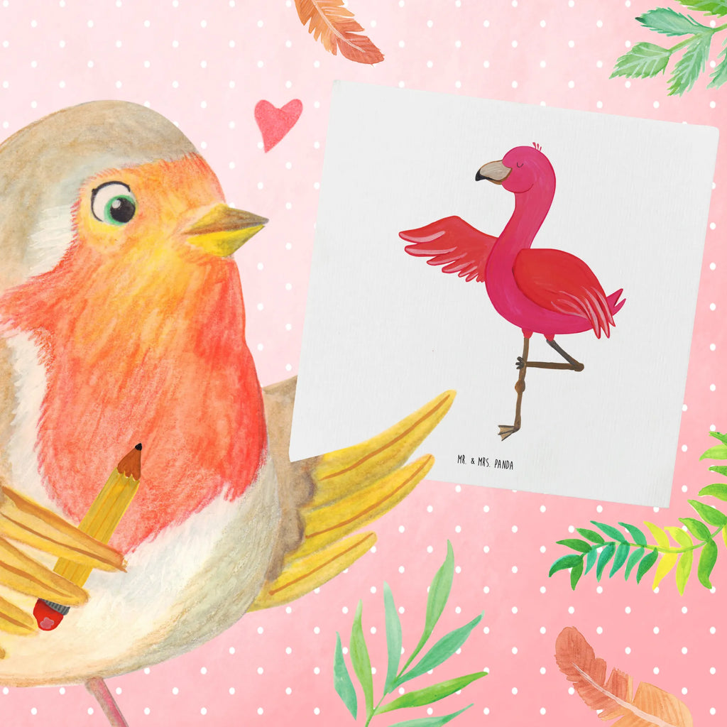 Deluxe Card flamingo yoga Grußkarte, Hochwertige Grußkarte, Klappkarte, Karte, Hochwertige Klappkarte, Geburtstagskarte, Hochzeitskarte, Glückwunschkarte, Einladungskarte, Flamingo, Vogel, Aufregen, Yoga, Ärger, Tiefenentspannung, Entspannung, Yoga-Übung, Achtsamkeit, Namaste