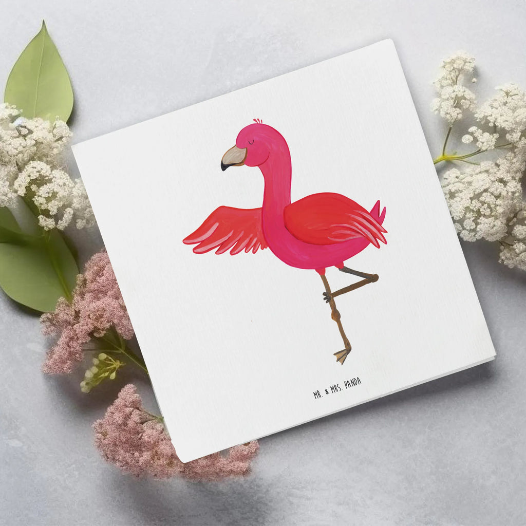 Deluxe Card flamingo yoga Grußkarte, Hochwertige Grußkarte, Klappkarte, Karte, Hochwertige Klappkarte, Geburtstagskarte, Hochzeitskarte, Glückwunschkarte, Einladungskarte, Flamingo, Vogel, Aufregen, Yoga, Ärger, Tiefenentspannung, Entspannung, Yoga-Übung, Achtsamkeit, Namaste