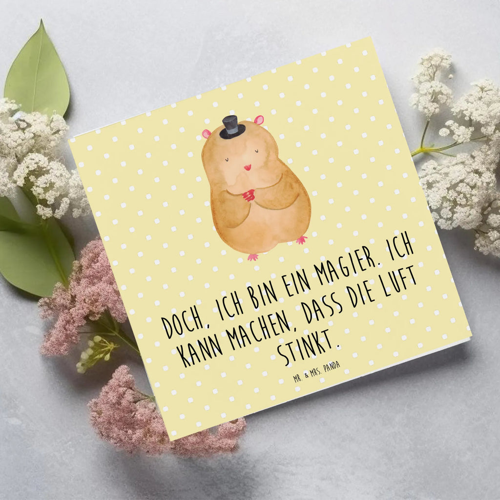 Deluxe Karte Hamster Hut Hochwertige Klappkarte, Karte, Hochzeitskarte, Grußkarte, Hochwertige Grußkarte, Klappkarte, Einladungskarte, Geburtstagskarte, Glückwunschkarte, Tiermotive, Gute Laune, lustige Sprüche, Tiere, Zauberer, Hamster, Zwerghamster, Hut, Zylinder, Magier
