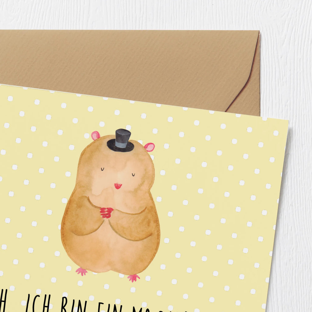 Deluxe Karte Hamster Hut Hochwertige Klappkarte, Karte, Hochzeitskarte, Grußkarte, Hochwertige Grußkarte, Klappkarte, Einladungskarte, Geburtstagskarte, Glückwunschkarte, Tiermotive, Gute Laune, lustige Sprüche, Tiere, Zauberer, Hamster, Zwerghamster, Hut, Zylinder, Magier