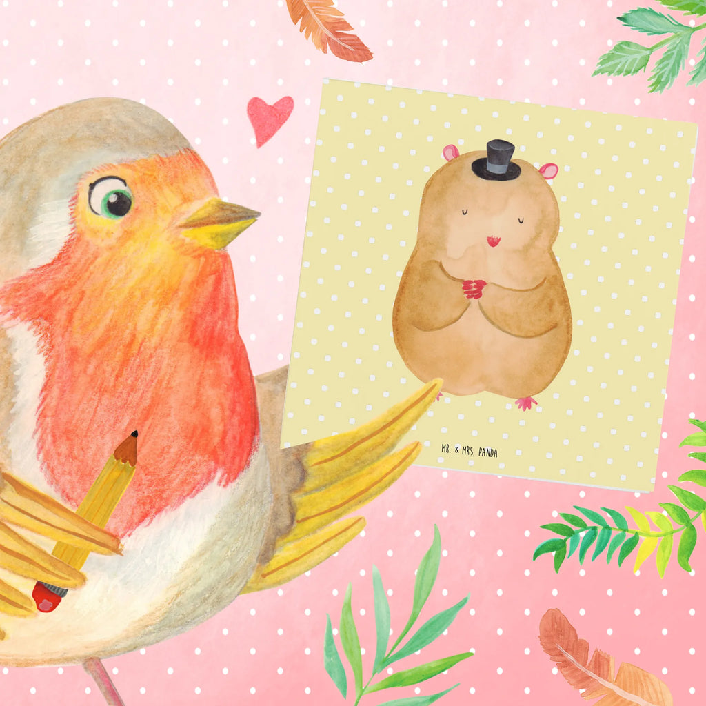 Deluxe Karte Hamster Hut Hochwertige Klappkarte, Karte, Hochzeitskarte, Grußkarte, Hochwertige Grußkarte, Klappkarte, Einladungskarte, Geburtstagskarte, Glückwunschkarte, Tiermotive, Gute Laune, lustige Sprüche, Tiere, Zauberer, Hamster, Zwerghamster, Hut, Zylinder, Magier