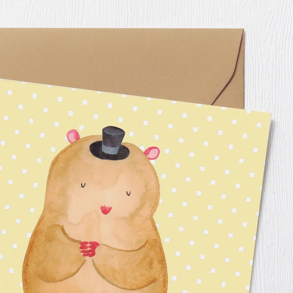 Deluxe Karte Hamster Hut Hochwertige Klappkarte, Karte, Hochzeitskarte, Grußkarte, Hochwertige Grußkarte, Klappkarte, Einladungskarte, Geburtstagskarte, Glückwunschkarte, Tiermotive, Gute Laune, lustige Sprüche, Tiere, Zauberer, Hamster, Zwerghamster, Hut, Zylinder, Magier