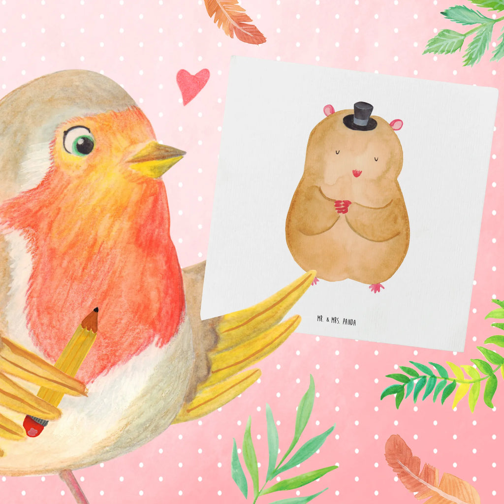 Deluxe Karte Hamster Hut Hochwertige Klappkarte, Karte, Hochzeitskarte, Grußkarte, Hochwertige Grußkarte, Klappkarte, Einladungskarte, Geburtstagskarte, Glückwunschkarte, Tiermotive, Gute Laune, lustige Sprüche, Tiere, Zauberer, Hamster, Zwerghamster, Hut, Zylinder, Magier