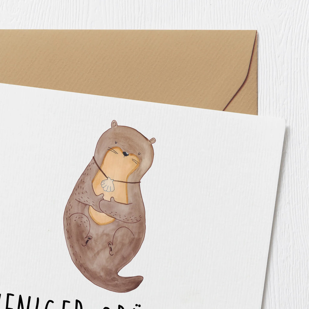 Deluxe Karte Otter Muschel Geburtstagskarte, Grußkarte, Klappkarte, Karte, Hochwertige Klappkarte, Glückwunschkarte, Einladungskarte, Hochzeitskarte, Hochwertige Grußkarte, Otter, Fischotter, Seeotter, Otterliebe, Tagträumen, Motivation, grübeln, träumen, Büro