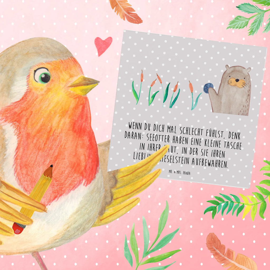 Deluxe Karte Otter Stein Hochzeitskarte, Einladungskarte, Hochwertige Klappkarte, Karte, Hochwertige Grußkarte, Glückwunschkarte, Grußkarte, Geburtstagskarte, Klappkarte, Otter, Fischotter, Seeotter, Otter Seeotter See Otter