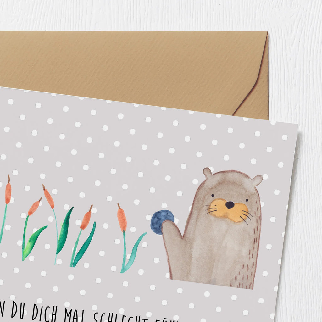 Deluxe Karte Otter Stein Hochzeitskarte, Einladungskarte, Hochwertige Klappkarte, Karte, Hochwertige Grußkarte, Glückwunschkarte, Grußkarte, Geburtstagskarte, Klappkarte, Otter, Fischotter, Seeotter, Otter Seeotter See Otter