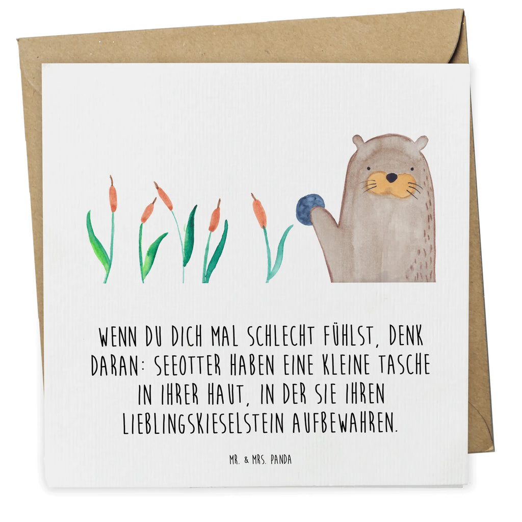 Deluxe Karte Otter Stein Hochzeitskarte, Einladungskarte, Hochwertige Klappkarte, Karte, Hochwertige Grußkarte, Glückwunschkarte, Grußkarte, Geburtstagskarte, Klappkarte, Otter, Fischotter, Seeotter, Otter Seeotter See Otter