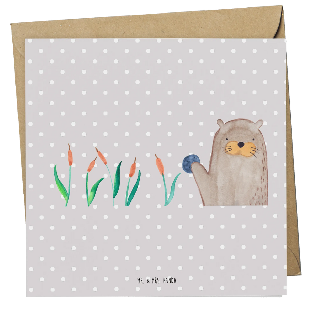 Deluxe Karte Otter Stein Hochzeitskarte, Einladungskarte, Hochwertige Klappkarte, Karte, Hochwertige Grußkarte, Glückwunschkarte, Grußkarte, Geburtstagskarte, Klappkarte, Otter, Fischotter, Seeotter, Otter Seeotter See Otter