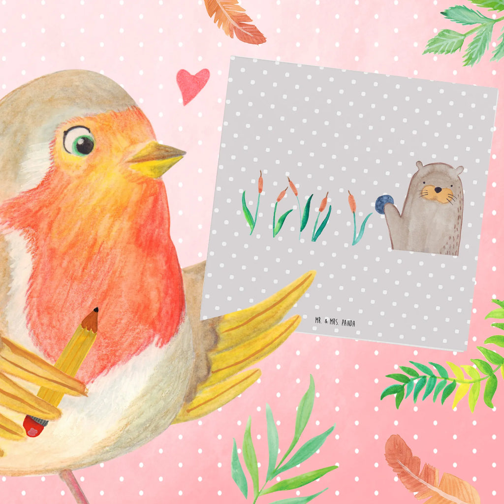 Deluxe Karte Otter Stein Hochzeitskarte, Einladungskarte, Hochwertige Klappkarte, Karte, Hochwertige Grußkarte, Glückwunschkarte, Grußkarte, Geburtstagskarte, Klappkarte, Otter, Fischotter, Seeotter, Otter Seeotter See Otter