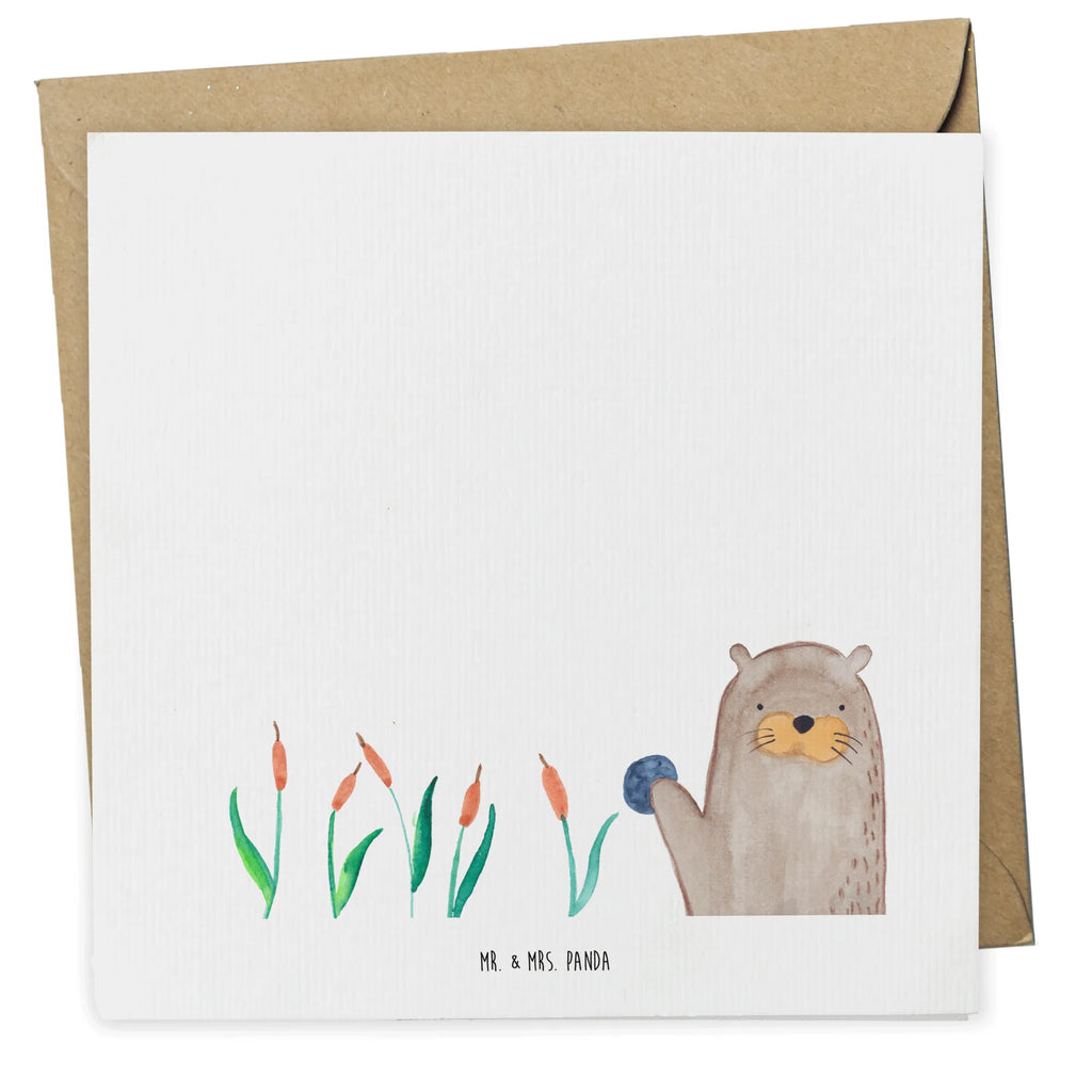 Deluxe Karte Otter Stein Hochzeitskarte, Einladungskarte, Hochwertige Klappkarte, Karte, Hochwertige Grußkarte, Glückwunschkarte, Grußkarte, Geburtstagskarte, Klappkarte, Otter, Fischotter, Seeotter, Otter Seeotter See Otter