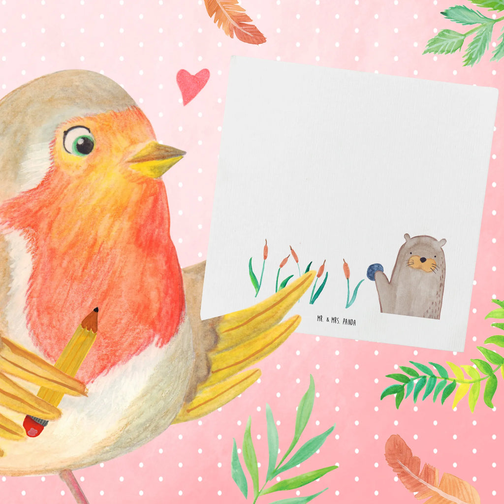 Deluxe Karte Otter Stein Hochzeitskarte, Einladungskarte, Hochwertige Klappkarte, Karte, Hochwertige Grußkarte, Glückwunschkarte, Grußkarte, Geburtstagskarte, Klappkarte, Otter, Fischotter, Seeotter, Otter Seeotter See Otter