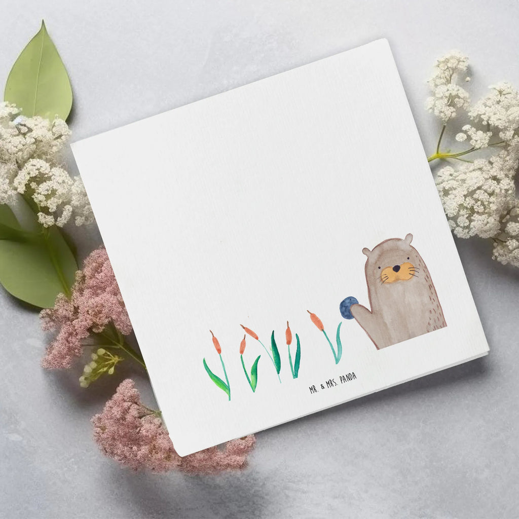 Deluxe Karte Otter Stein Hochzeitskarte, Einladungskarte, Hochwertige Klappkarte, Karte, Hochwertige Grußkarte, Glückwunschkarte, Grußkarte, Geburtstagskarte, Klappkarte, Otter, Fischotter, Seeotter, Otter Seeotter See Otter