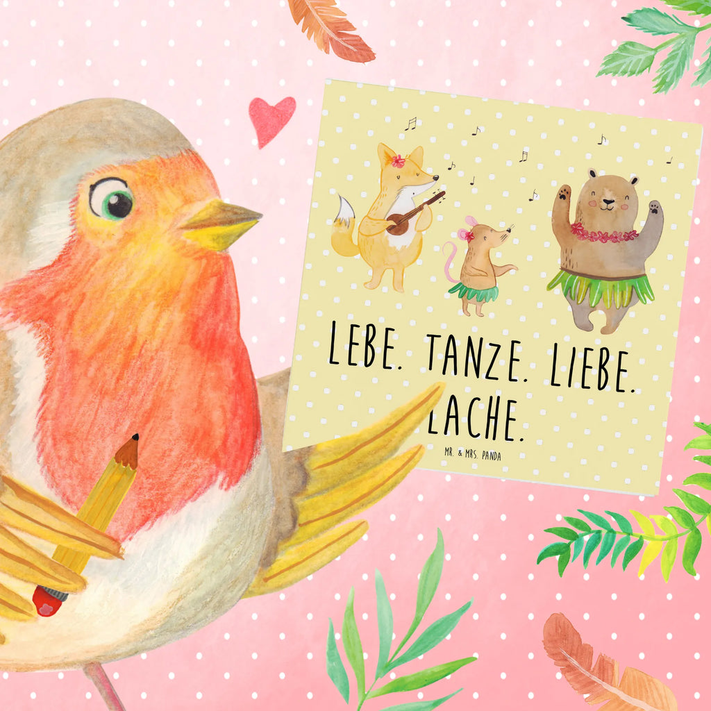 Deluxe Karte Waldtiere Aloha Glückwunschkarte, Grußkarte, Hochzeitskarte, Hochwertige Klappkarte, Hochwertige Grußkarte, Karte, Klappkarte, Geburtstagskarte, Einladungskarte, Tiermotive, Gute Laune, lustige Sprüche, Tiere, Bär, Waldtiere, Hase, Lachen, Leben, Tanzen, Musik, Igel, Wald, Aloha