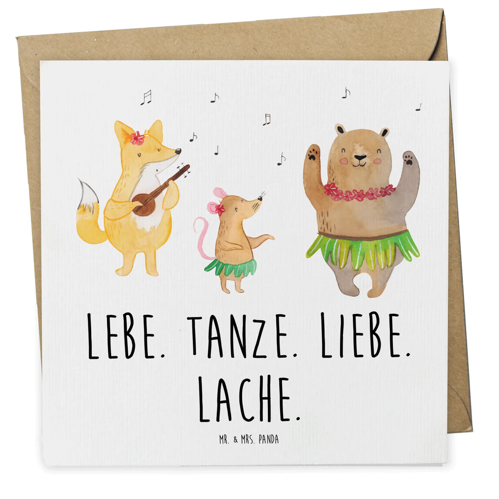 Deluxe Karte Waldtiere Aloha Glückwunschkarte, Grußkarte, Hochzeitskarte, Hochwertige Klappkarte, Hochwertige Grußkarte, Karte, Klappkarte, Geburtstagskarte, Einladungskarte, Tiermotive, Gute Laune, lustige Sprüche, Tiere, Bär, Waldtiere, Hase, Lachen, Leben, Tanzen, Musik, Igel, Wald, Aloha