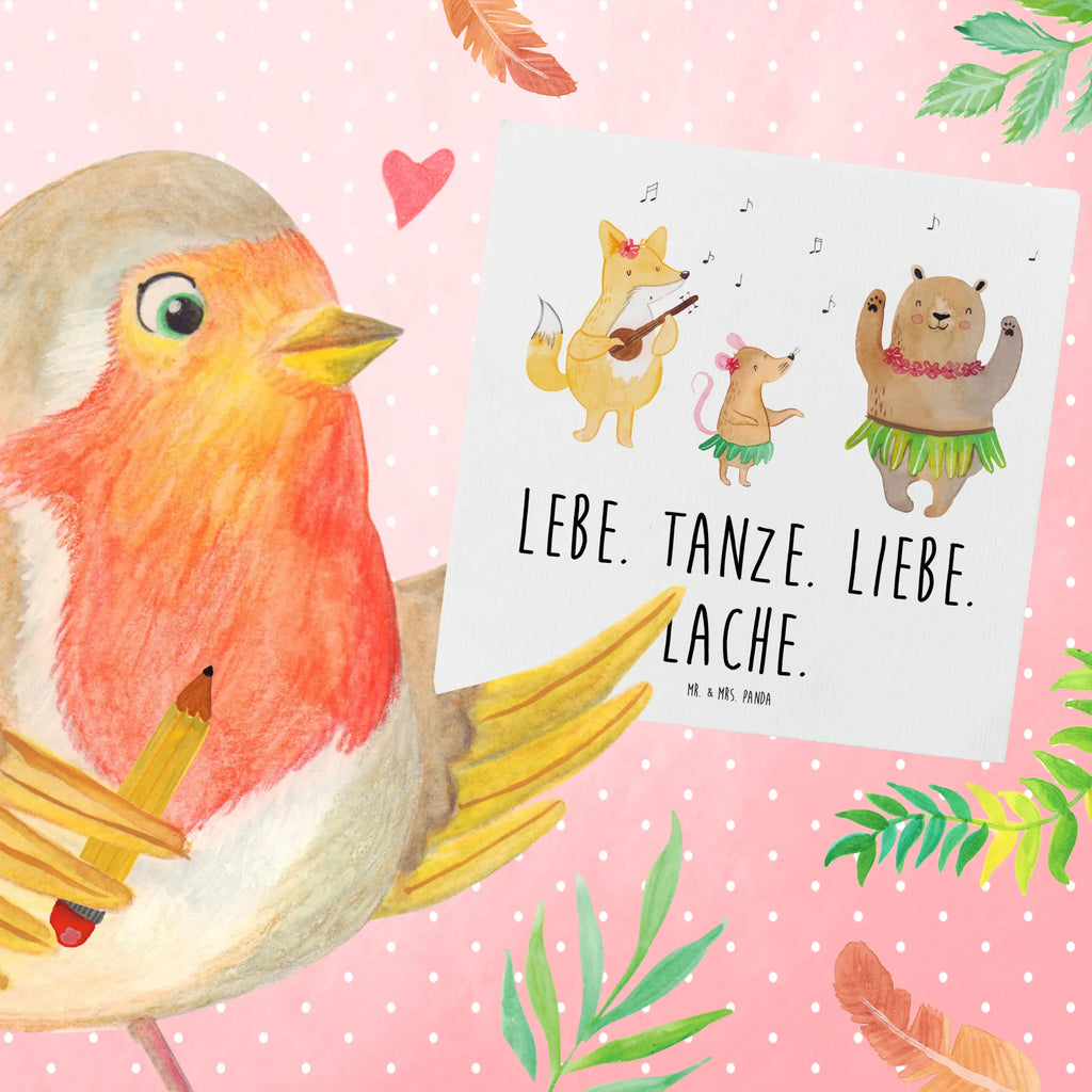 Deluxe Karte Waldtiere Aloha Glückwunschkarte, Grußkarte, Hochzeitskarte, Hochwertige Klappkarte, Hochwertige Grußkarte, Karte, Klappkarte, Geburtstagskarte, Einladungskarte, Tiermotive, Gute Laune, lustige Sprüche, Tiere, Bär, Waldtiere, Hase, Lachen, Leben, Tanzen, Musik, Igel, Wald, Aloha