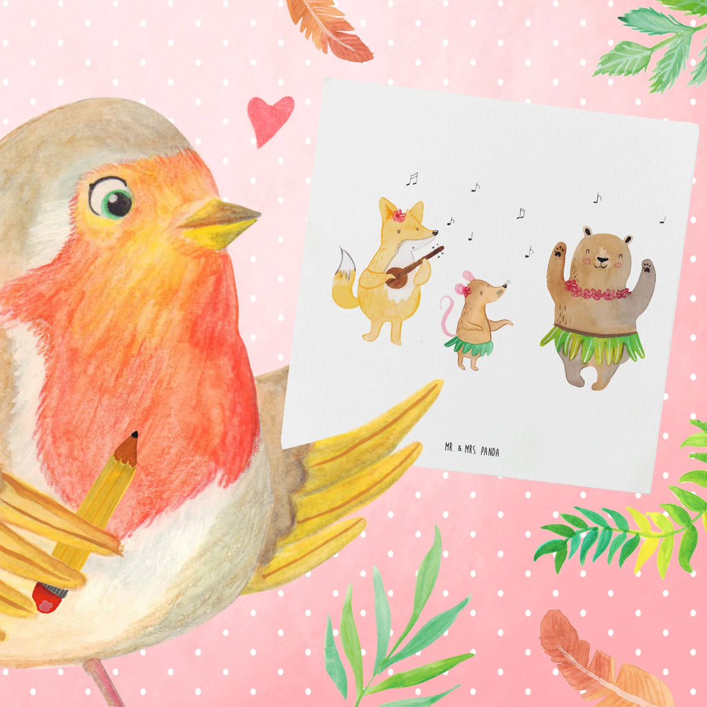 Deluxe Karte Waldtiere Aloha Glückwunschkarte, Grußkarte, Hochzeitskarte, Hochwertige Klappkarte, Hochwertige Grußkarte, Karte, Klappkarte, Geburtstagskarte, Einladungskarte, Tiermotive, Gute Laune, lustige Sprüche, Tiere, Bär, Waldtiere, Hase, Lachen, Leben, Tanzen, Musik, Igel, Wald, Aloha