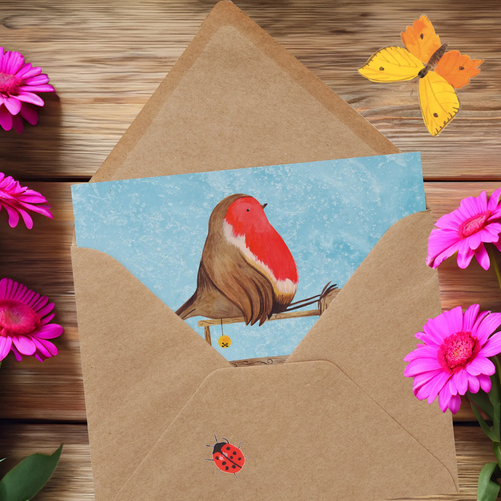 Deluxe Karte Rotkehlchen Schlitten Geburtstagskarte, Hochwertige Grußkarte, Grußkarte, Karte, Einladungskarte, Hochwertige Klappkarte, Glückwunschkarte, Klappkarte, Hochzeitskarte, Winter, Weihnachten, Weihnachtsdeko, Nikolaus, Advent, Heiligabend, Wintermotiv, Vogel, Schlitten