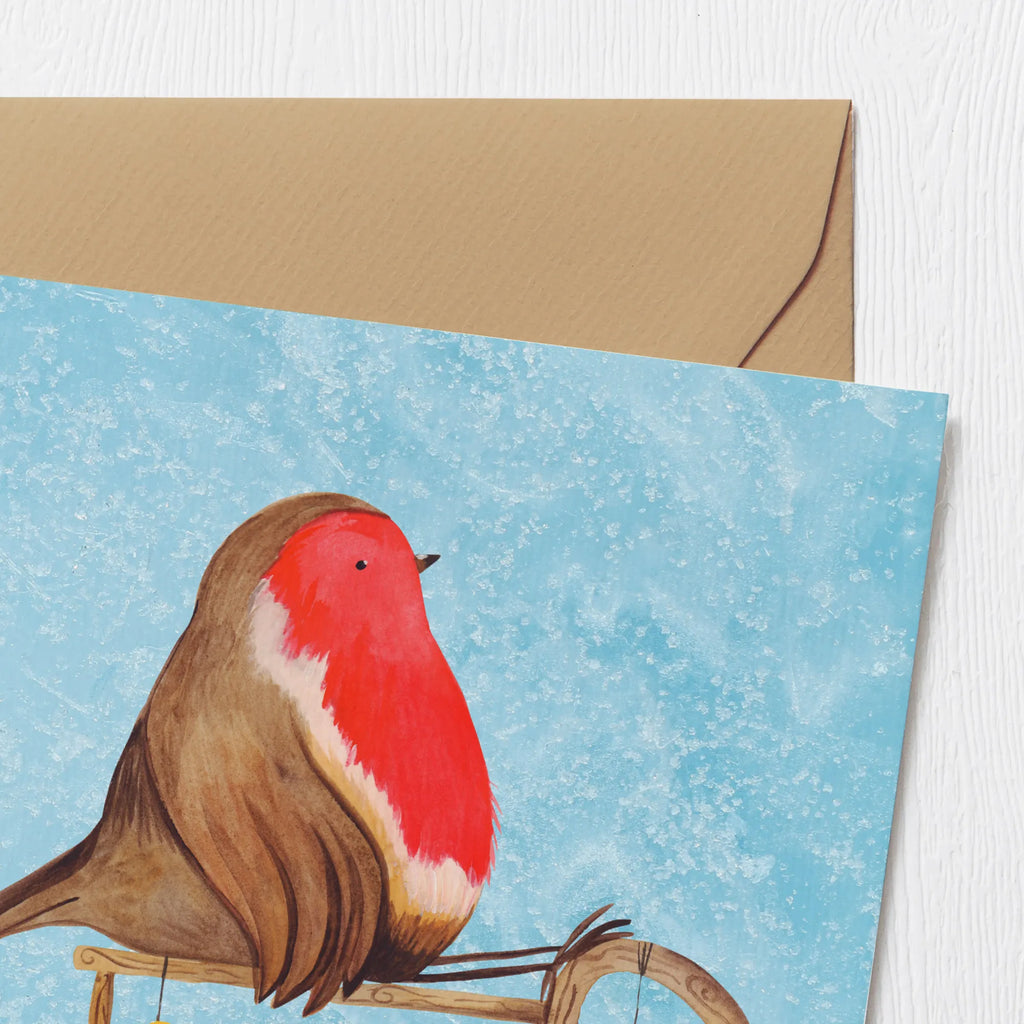 Deluxe Karte Rotkehlchen Schlitten Geburtstagskarte, Hochwertige Grußkarte, Grußkarte, Karte, Einladungskarte, Hochwertige Klappkarte, Glückwunschkarte, Klappkarte, Hochzeitskarte, Winter, Weihnachten, Weihnachtsdeko, Nikolaus, Advent, Heiligabend, Wintermotiv, Vogel, Schlitten