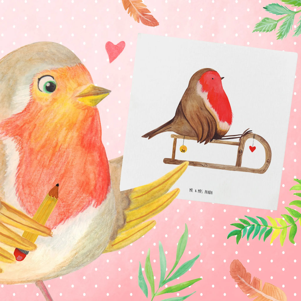 Deluxe Karte Rotkehlchen Schlitten Geburtstagskarte, Hochwertige Grußkarte, Grußkarte, Karte, Einladungskarte, Hochwertige Klappkarte, Glückwunschkarte, Klappkarte, Hochzeitskarte, Winter, Weihnachten, Weihnachtsdeko, Nikolaus, Advent, Heiligabend, Wintermotiv, Vogel, Schlitten