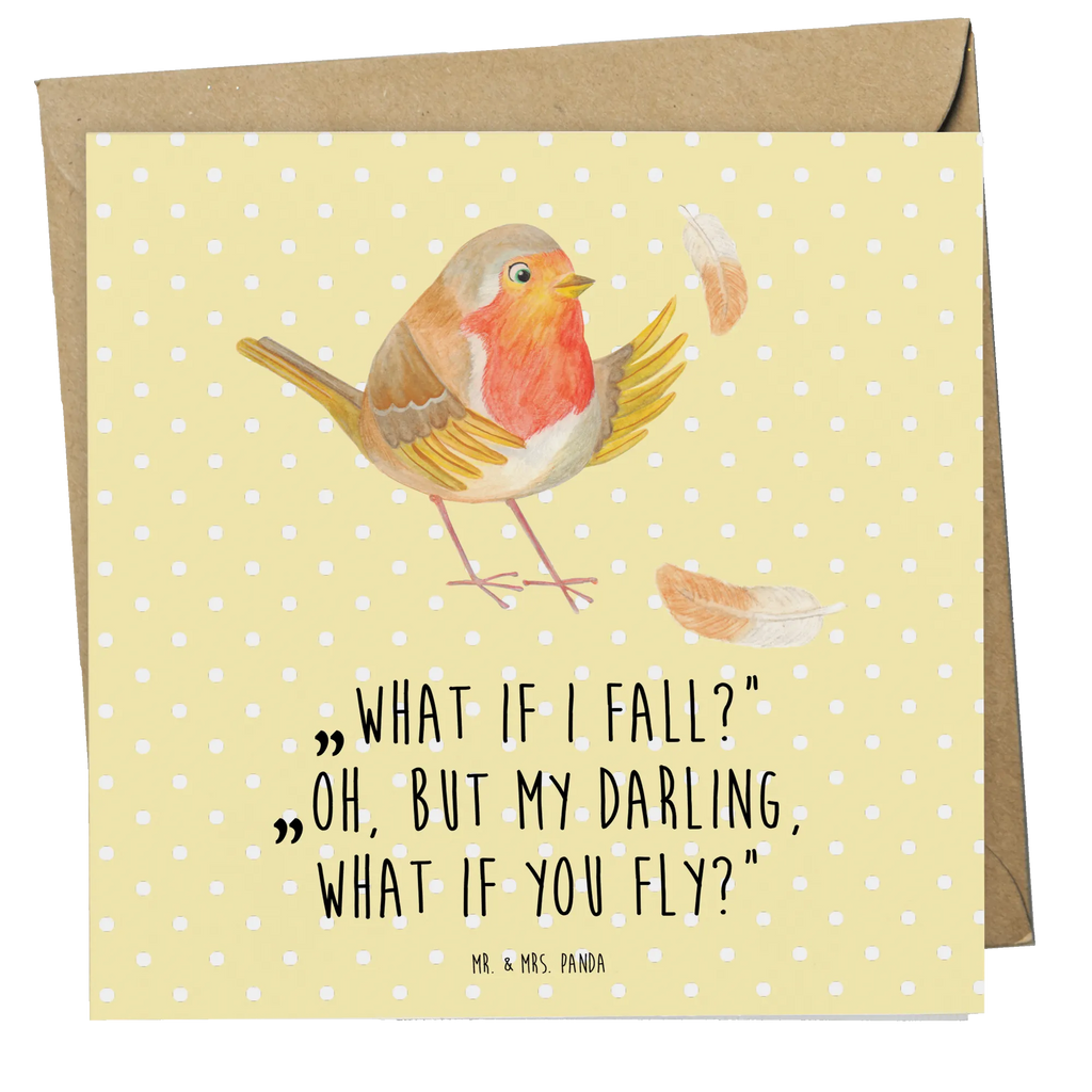 Deluxe Card robin feathers Karte, Grußkarte, Hochwertige Grußkarte, Glückwunschkarte, Hochwertige Klappkarte, Einladungskarte, Hochzeitskarte, Klappkarte, Geburtstagskarte, Tiermotive, Gute Laune, lustige Sprüche, Tiere, Motivationsbilder, Rotkehlchen, Vogel, fliegen, Spruch Mut, Spruch Motivation, What if i fall, Motivation Sprüche