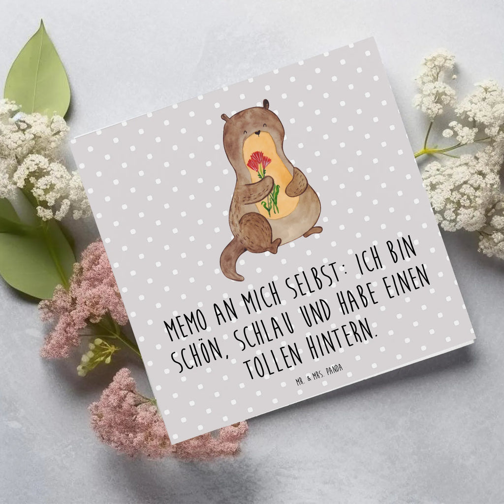 Deluxe Card otter Bunch of flowers Klappkarte, Geburtstagskarte, Hochzeitskarte, Hochwertige Grußkarte, Hochwertige Klappkarte, Glückwunschkarte, Einladungskarte, Grußkarte, Karte, Otter, Fischotter, Seeotter, Otter Seeotter See Otter