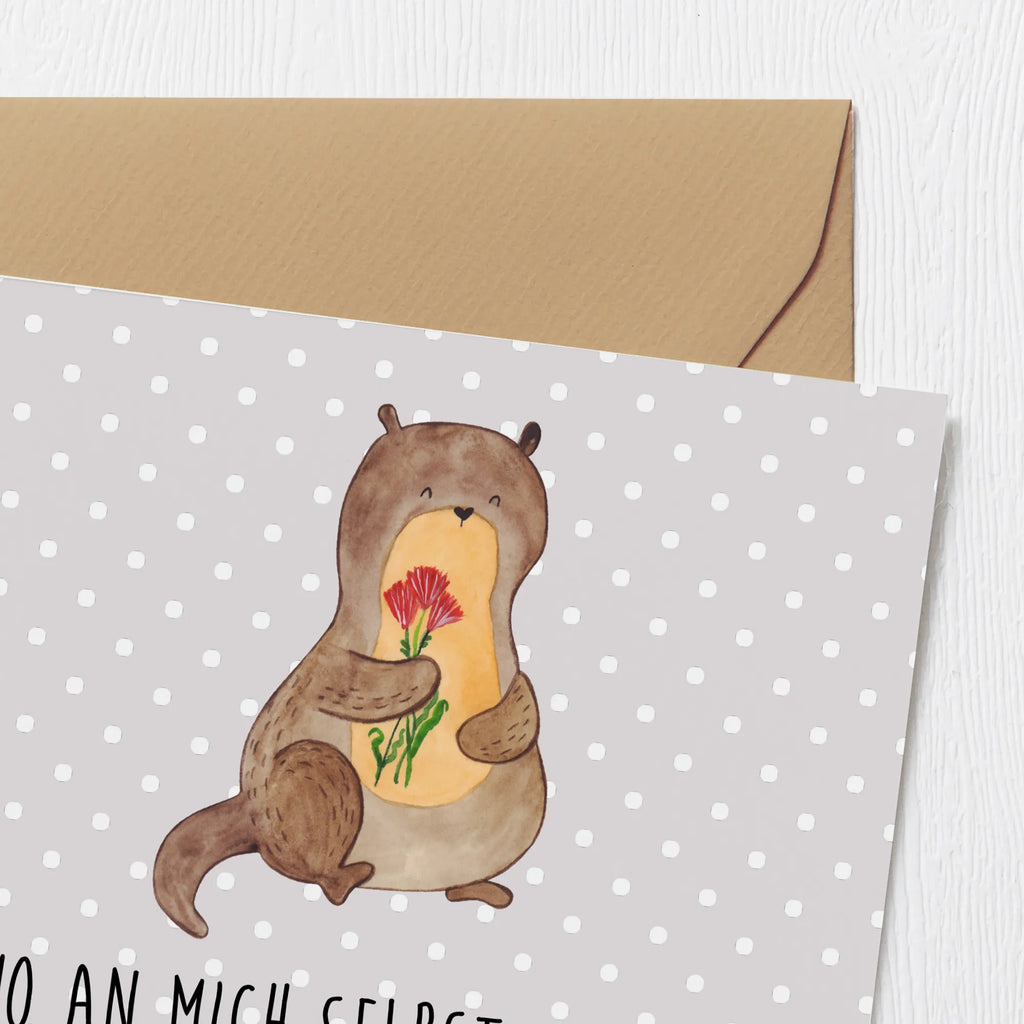 Deluxe Card otter Bunch of flowers Klappkarte, Geburtstagskarte, Hochzeitskarte, Hochwertige Grußkarte, Hochwertige Klappkarte, Glückwunschkarte, Einladungskarte, Grußkarte, Karte, Otter, Fischotter, Seeotter, Otter Seeotter See Otter