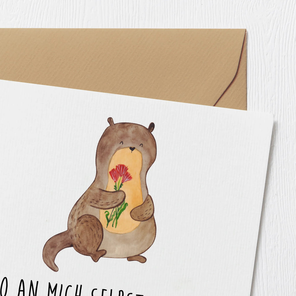 Deluxe Card otter Bunch of flowers Klappkarte, Geburtstagskarte, Hochzeitskarte, Hochwertige Grußkarte, Hochwertige Klappkarte, Glückwunschkarte, Einladungskarte, Grußkarte, Karte, Otter, Fischotter, Seeotter, Otter Seeotter See Otter