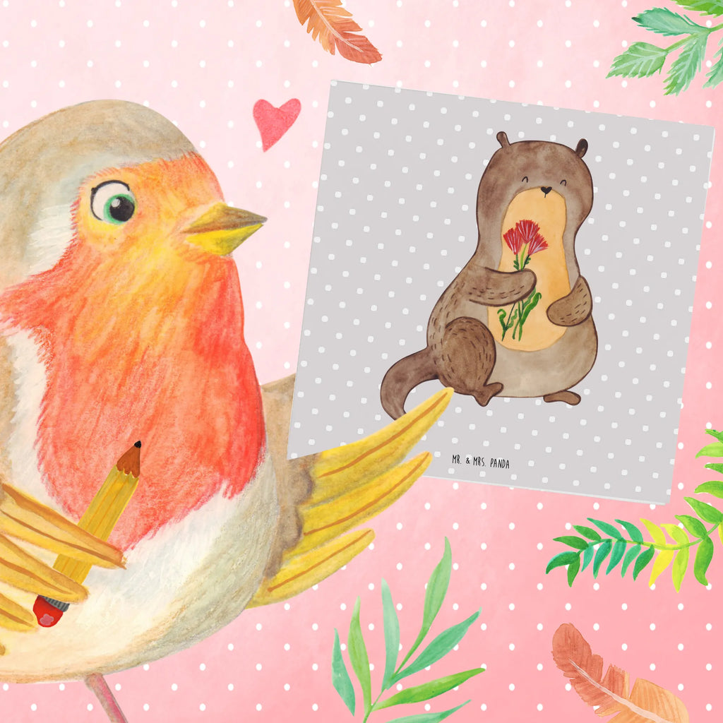 Deluxe Card otter Bunch of flowers Klappkarte, Geburtstagskarte, Hochzeitskarte, Hochwertige Grußkarte, Hochwertige Klappkarte, Glückwunschkarte, Einladungskarte, Grußkarte, Karte, Otter, Fischotter, Seeotter, Otter Seeotter See Otter