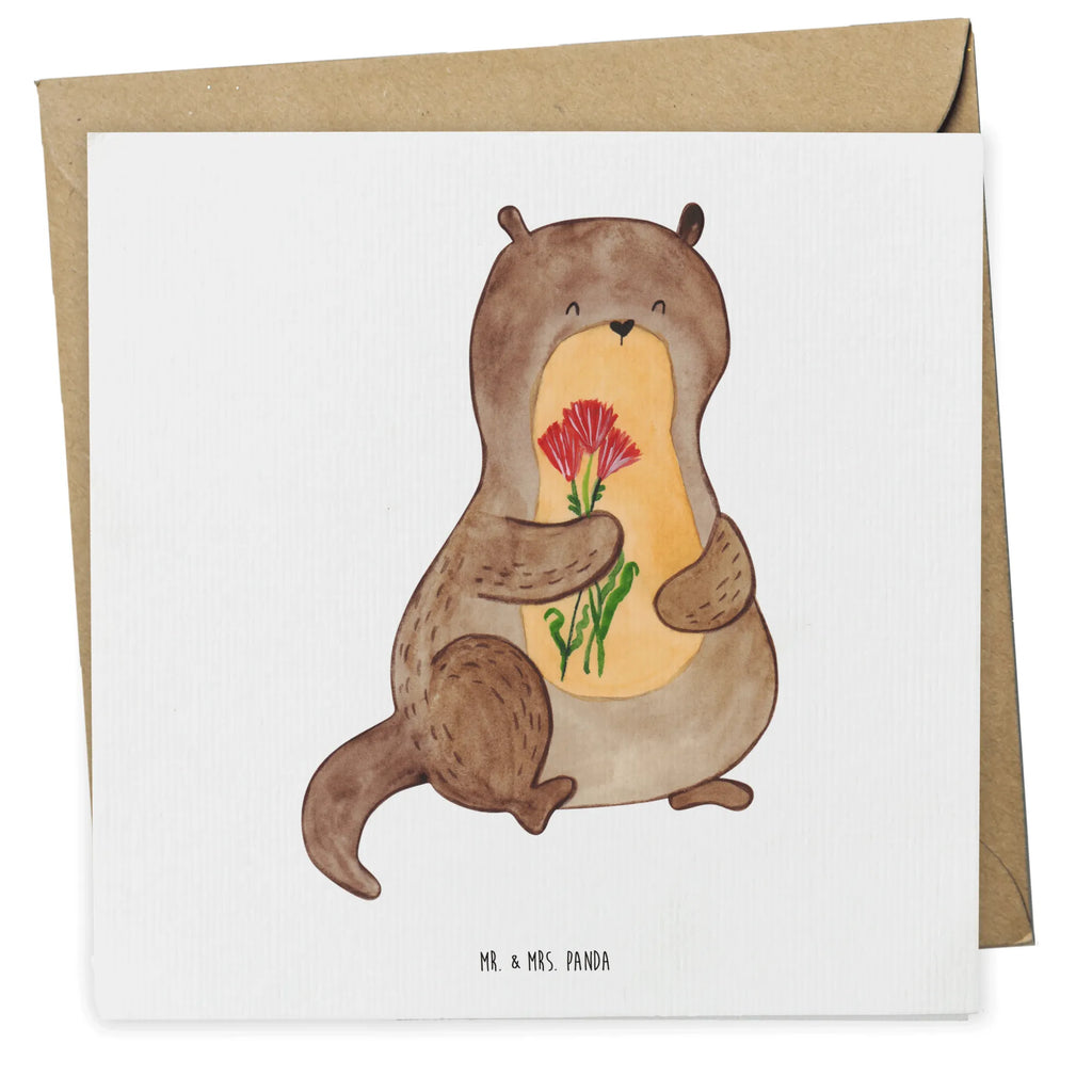 Deluxe Card otter Bunch of flowers Klappkarte, Geburtstagskarte, Hochzeitskarte, Hochwertige Grußkarte, Hochwertige Klappkarte, Glückwunschkarte, Einladungskarte, Grußkarte, Karte, Otter, Fischotter, Seeotter, Otter Seeotter See Otter