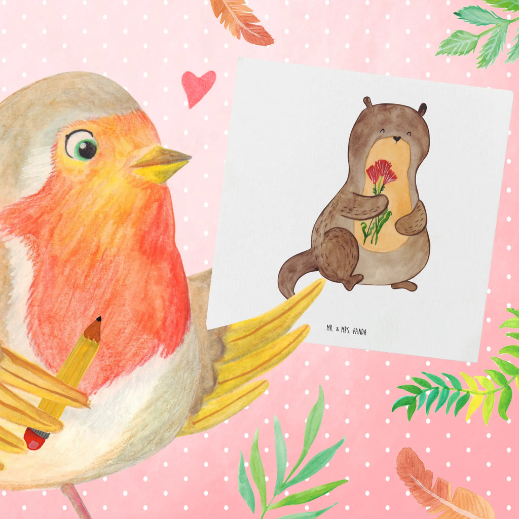 Deluxe Card otter Bunch of flowers Klappkarte, Geburtstagskarte, Hochzeitskarte, Hochwertige Grußkarte, Hochwertige Klappkarte, Glückwunschkarte, Einladungskarte, Grußkarte, Karte, Otter, Fischotter, Seeotter, Otter Seeotter See Otter