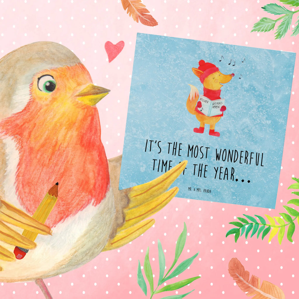 Deluxe Card Fox Singer Karte, Geburtstagskarte, Hochwertige Grußkarte, Einladungskarte, Klappkarte, Hochzeitskarte, Glückwunschkarte, Hochwertige Klappkarte, Grußkarte, Winter, Weihnachten, Weihnachtsdeko, Nikolaus, Advent, Heiligabend, Wintermotiv, Fuchs, Geschenk Sänger, Singen, Sänger, Weihnachtslieder, Füchse