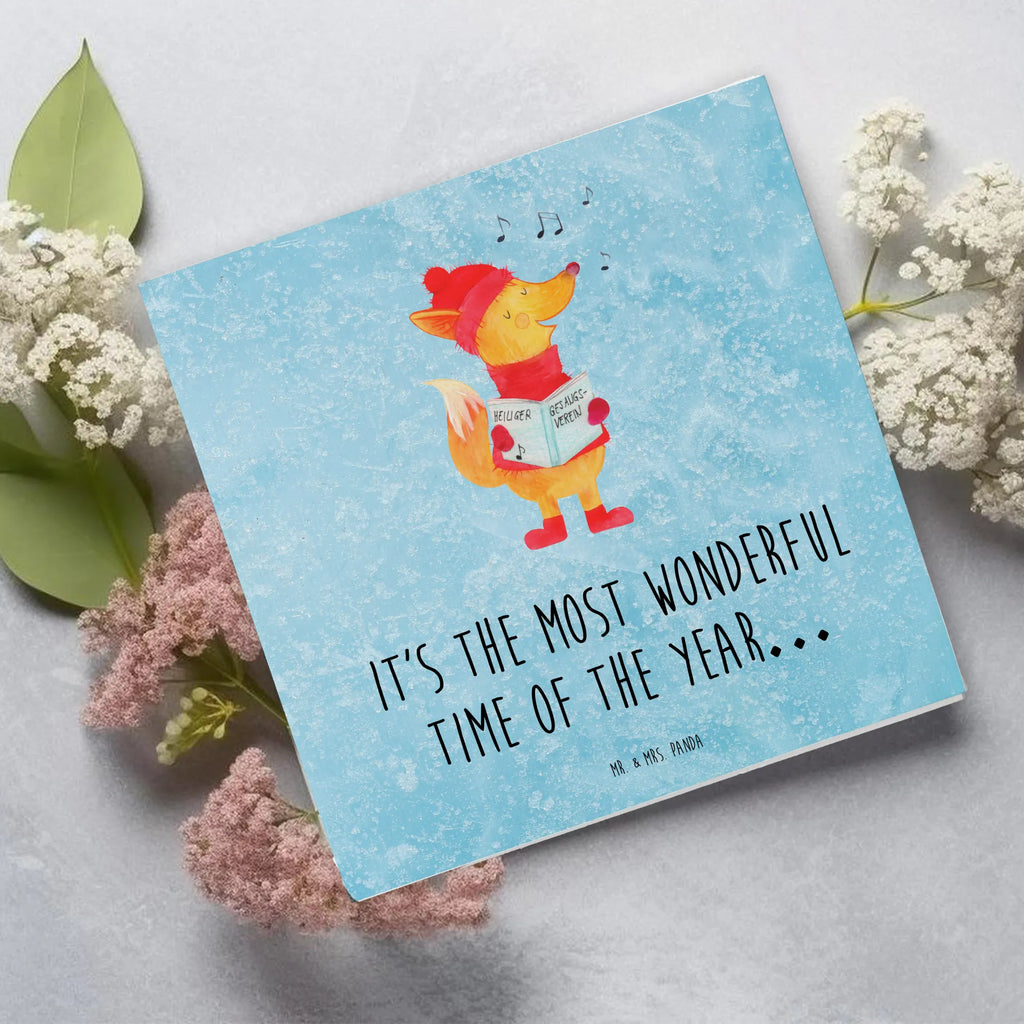 Deluxe Card Fox Singer Karte, Geburtstagskarte, Hochwertige Grußkarte, Einladungskarte, Klappkarte, Hochzeitskarte, Glückwunschkarte, Hochwertige Klappkarte, Grußkarte, Winter, Weihnachten, Weihnachtsdeko, Nikolaus, Advent, Heiligabend, Wintermotiv, Fuchs, Geschenk Sänger, Singen, Sänger, Weihnachtslieder, Füchse