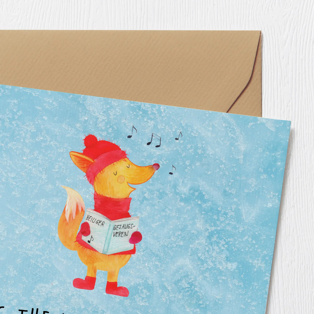 Deluxe Card Fox Singer Karte, Geburtstagskarte, Hochwertige Grußkarte, Einladungskarte, Klappkarte, Hochzeitskarte, Glückwunschkarte, Hochwertige Klappkarte, Grußkarte, Winter, Weihnachten, Weihnachtsdeko, Nikolaus, Advent, Heiligabend, Wintermotiv, Fuchs, Geschenk Sänger, Singen, Sänger, Weihnachtslieder, Füchse