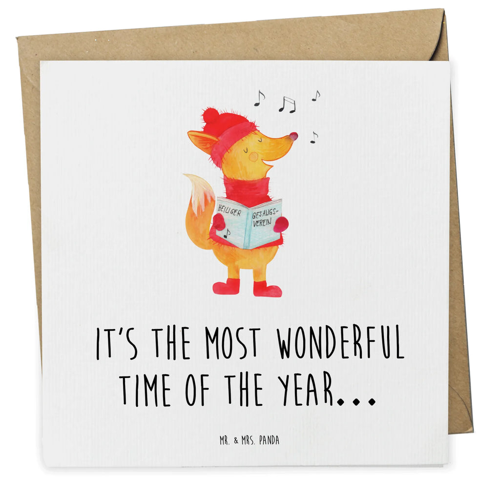 Deluxe Card Fox Singer Karte, Geburtstagskarte, Hochwertige Grußkarte, Einladungskarte, Klappkarte, Hochzeitskarte, Glückwunschkarte, Hochwertige Klappkarte, Grußkarte, Winter, Weihnachten, Weihnachtsdeko, Nikolaus, Advent, Heiligabend, Wintermotiv, Fuchs, Geschenk Sänger, Singen, Sänger, Weihnachtslieder, Füchse
