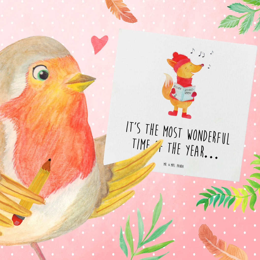 Deluxe Card Fox Singer Karte, Geburtstagskarte, Hochwertige Grußkarte, Einladungskarte, Klappkarte, Hochzeitskarte, Glückwunschkarte, Hochwertige Klappkarte, Grußkarte, Winter, Weihnachten, Weihnachtsdeko, Nikolaus, Advent, Heiligabend, Wintermotiv, Fuchs, Geschenk Sänger, Singen, Sänger, Weihnachtslieder, Füchse