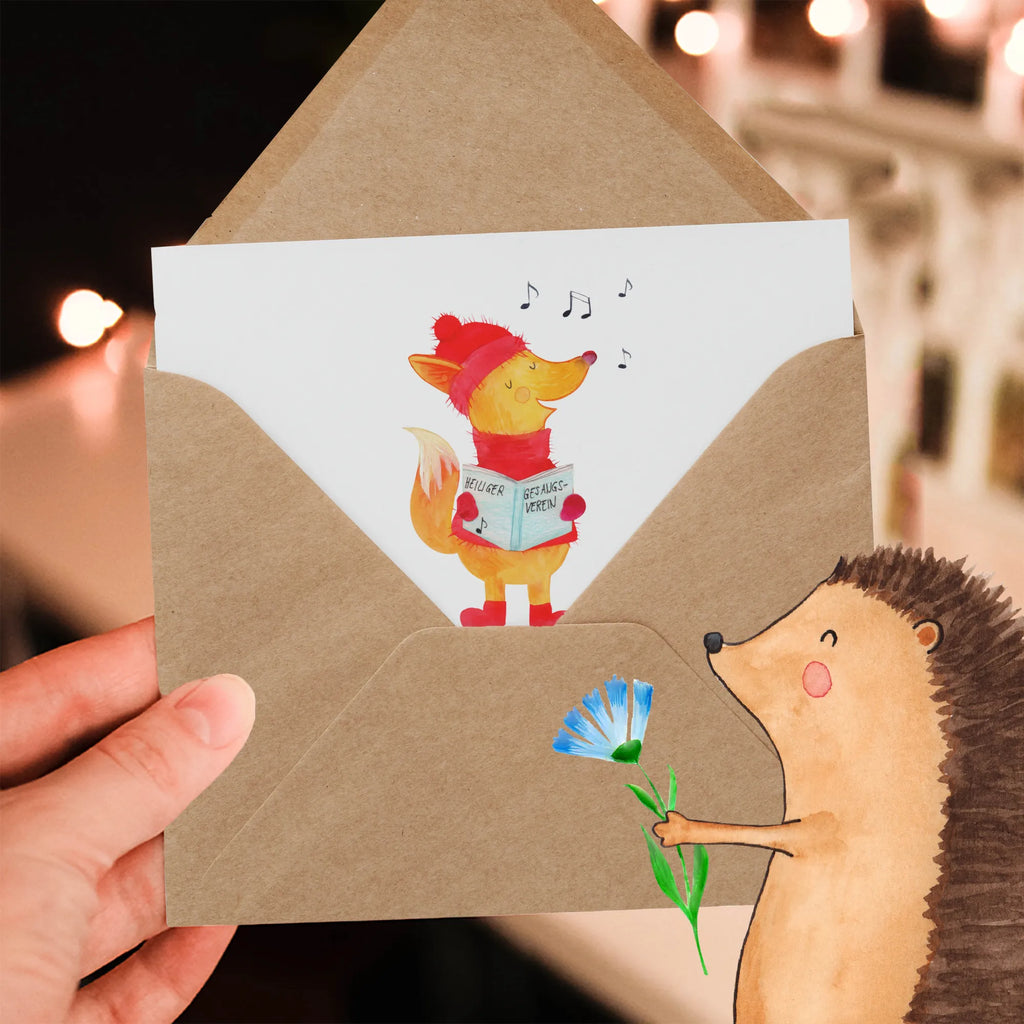 Deluxe Card Fox Singer Karte, Geburtstagskarte, Hochwertige Grußkarte, Einladungskarte, Klappkarte, Hochzeitskarte, Glückwunschkarte, Hochwertige Klappkarte, Grußkarte, Winter, Weihnachten, Weihnachtsdeko, Nikolaus, Advent, Heiligabend, Wintermotiv, Fuchs, Geschenk Sänger, Singen, Sänger, Weihnachtslieder, Füchse