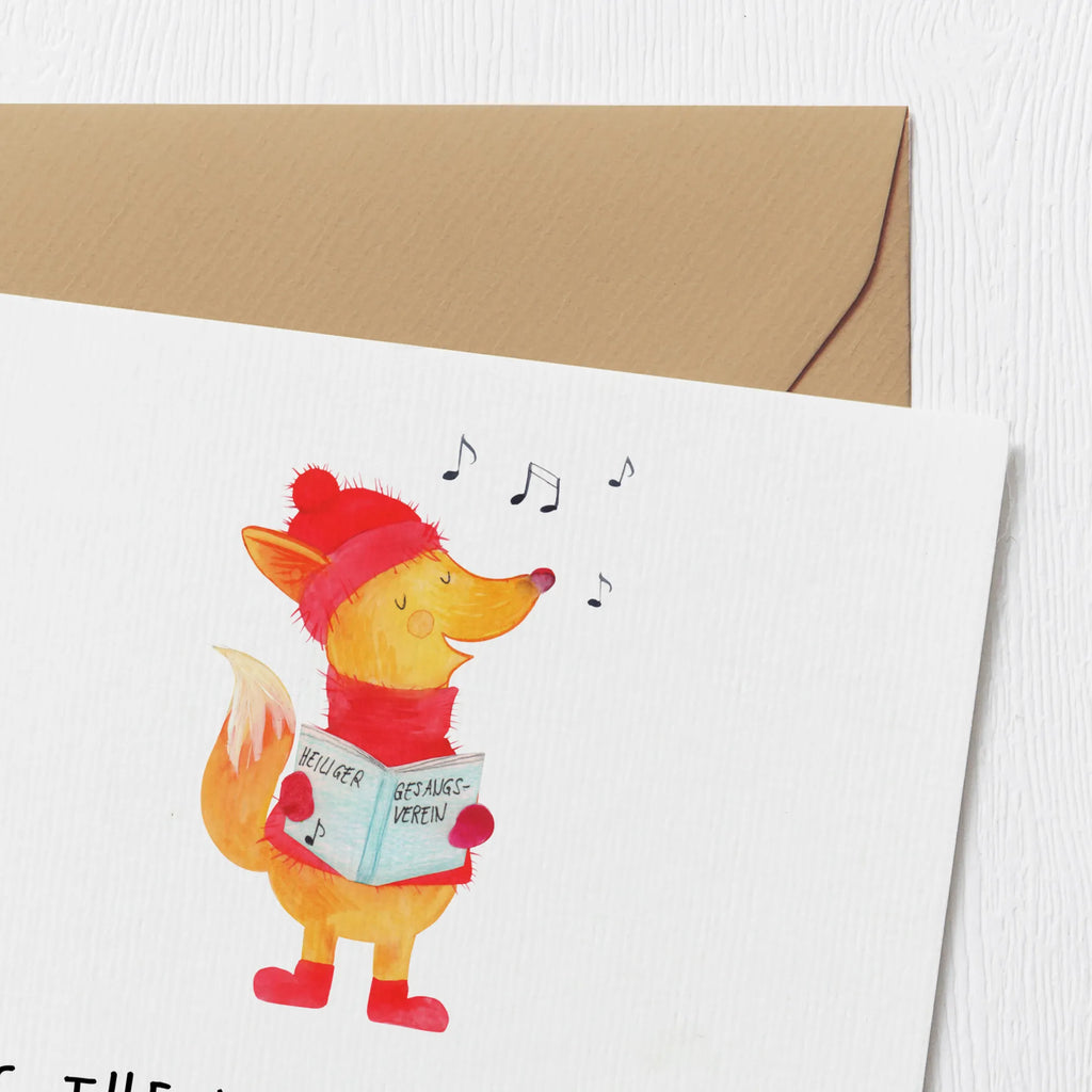 Deluxe Card Fox Singer Karte, Geburtstagskarte, Hochwertige Grußkarte, Einladungskarte, Klappkarte, Hochzeitskarte, Glückwunschkarte, Hochwertige Klappkarte, Grußkarte, Winter, Weihnachten, Weihnachtsdeko, Nikolaus, Advent, Heiligabend, Wintermotiv, Fuchs, Geschenk Sänger, Singen, Sänger, Weihnachtslieder, Füchse