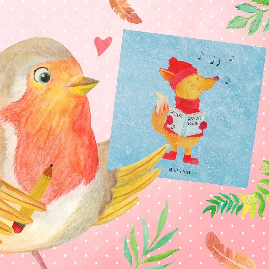 Deluxe Card Fox Singer Karte, Geburtstagskarte, Hochwertige Grußkarte, Einladungskarte, Klappkarte, Hochzeitskarte, Glückwunschkarte, Hochwertige Klappkarte, Grußkarte, Winter, Weihnachten, Weihnachtsdeko, Nikolaus, Advent, Heiligabend, Wintermotiv, Fuchs, Geschenk Sänger, Singen, Sänger, Weihnachtslieder, Füchse