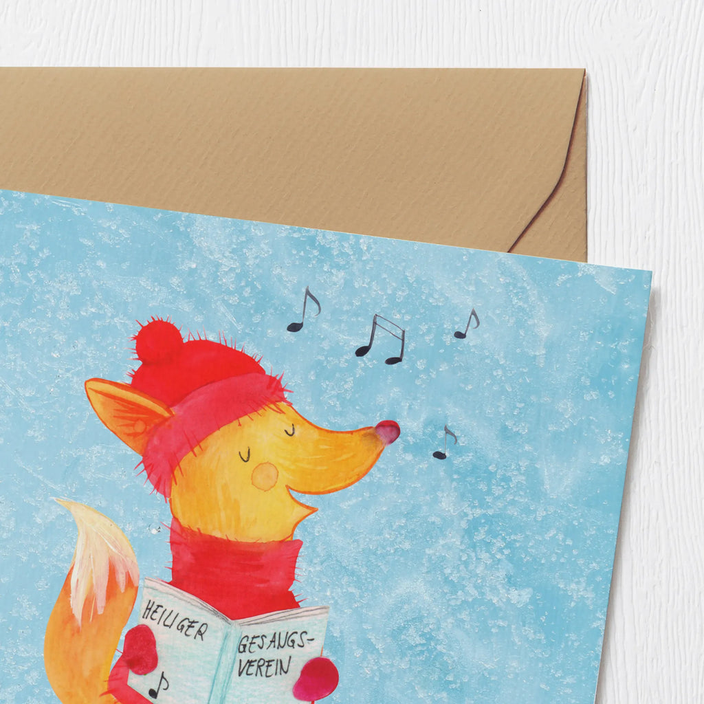 Deluxe Card Fox Singer Karte, Geburtstagskarte, Hochwertige Grußkarte, Einladungskarte, Klappkarte, Hochzeitskarte, Glückwunschkarte, Hochwertige Klappkarte, Grußkarte, Winter, Weihnachten, Weihnachtsdeko, Nikolaus, Advent, Heiligabend, Wintermotiv, Fuchs, Geschenk Sänger, Singen, Sänger, Weihnachtslieder, Füchse
