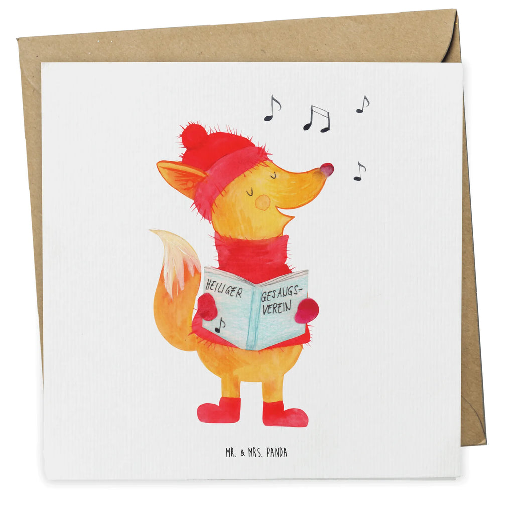 Deluxe Card Fox Singer Karte, Geburtstagskarte, Hochwertige Grußkarte, Einladungskarte, Klappkarte, Hochzeitskarte, Glückwunschkarte, Hochwertige Klappkarte, Grußkarte, Winter, Weihnachten, Weihnachtsdeko, Nikolaus, Advent, Heiligabend, Wintermotiv, Fuchs, Geschenk Sänger, Singen, Sänger, Weihnachtslieder, Füchse