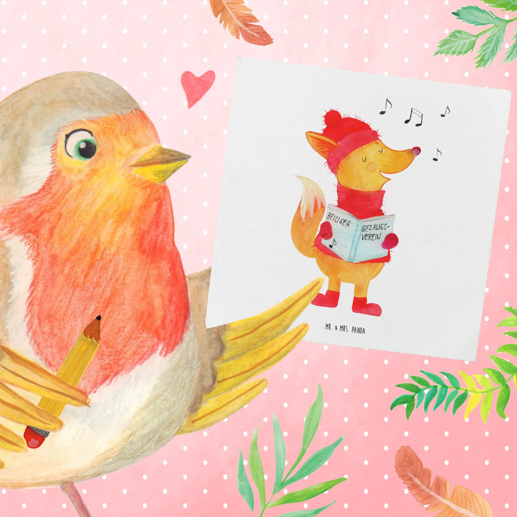 Deluxe Card Fox Singer Karte, Geburtstagskarte, Hochwertige Grußkarte, Einladungskarte, Klappkarte, Hochzeitskarte, Glückwunschkarte, Hochwertige Klappkarte, Grußkarte, Winter, Weihnachten, Weihnachtsdeko, Nikolaus, Advent, Heiligabend, Wintermotiv, Fuchs, Geschenk Sänger, Singen, Sänger, Weihnachtslieder, Füchse